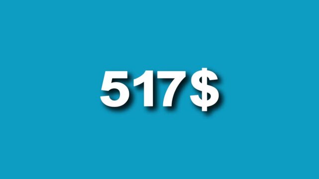 0 to 999 dollar counting animation. 999 dollar sign Counting money and digits increasing. Glowing dollar increasing on sky background