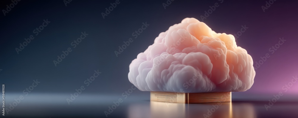 Poster Abstract 3D rendering of a cloud over a server with soft lighting