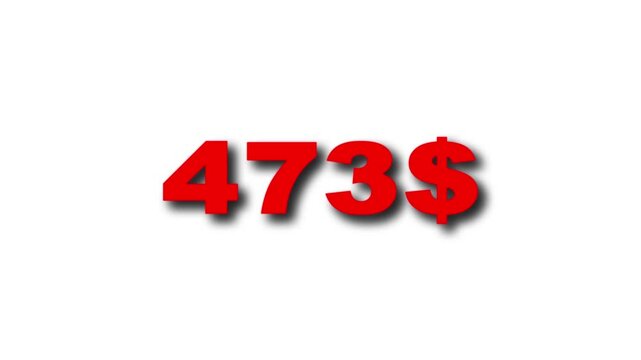 Dollar number Counter from 0 to 899 Dollars ,Number, count, dollar counting, business, profit, counter Dollars and digits increasing, glowing dollar counting animation