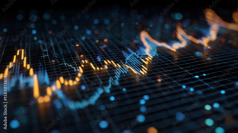 Aufkleber dynamic data visualization showcasing colorful stock market trends and analysis for financial insigh