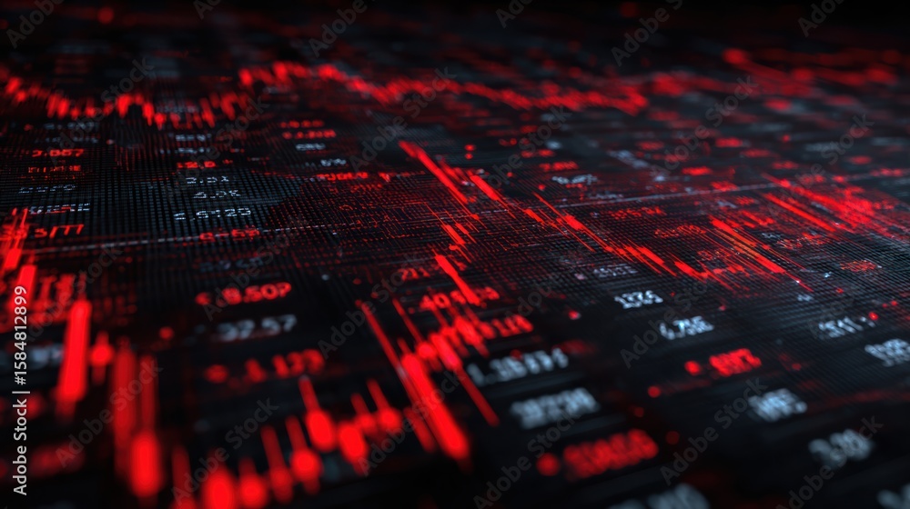 Aufkleber dynamic financial data visualization with red fluctuations indicating market volatility and trends o