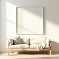 Minimalist Living Room Mockup Modern Sofa Blank Canvas