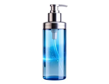 Floating Nano Tech Water Bottle with Holographic Cleaning Field, Angled Side View, PNG