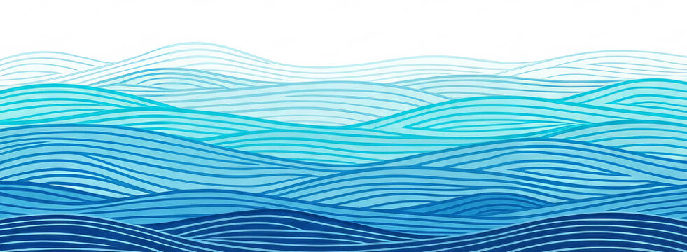 Abstract ocean wave lines in blue &ndash; minimalist marine landscape background

