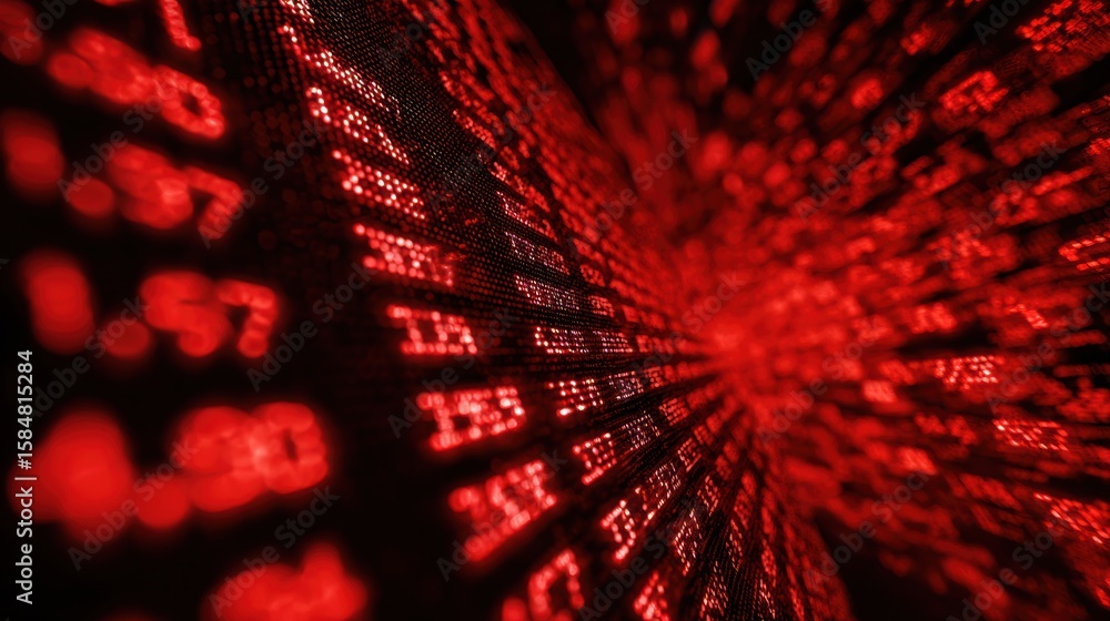 Fototapete futuristic digital abstract rendering of glowing red data streams conveying technology and informati