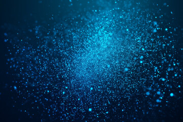 Obraz premium Glowing Blue Particles Swirling In Darkness light abstract
