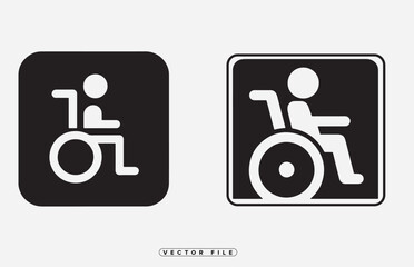 Handicap Icons in Black and White Accessibility Symbol for Wheelchair Access