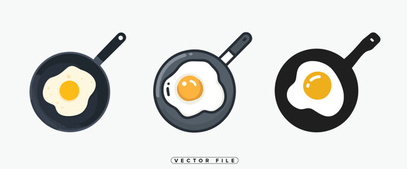 Fried Egg in a Pan Vector Illustration for Cooking and Breakfast