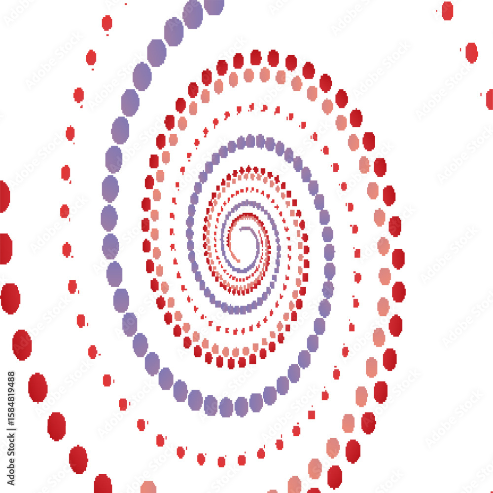 Poster this vibrant digital illustration features a red spiral background with a swirling pattern of red an