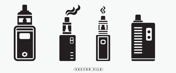 Two Electronic Cigarette Vape Devices with Smoke in Black and White