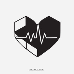 Heartbeat Pulse Line in Heart Shape Medical and Healthcare Vector Illustration