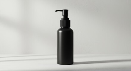 Obraz premium Black Pump Bottle Mockup Minimalist Product Packaging Design