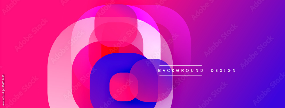 Poster abstract vibrant layers create dynamic composition. pink, purple hues blend, forming circular shapes
