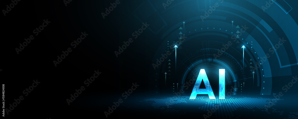 Poster futuristic ai learning concept technology background image with artificial intelligence innovation