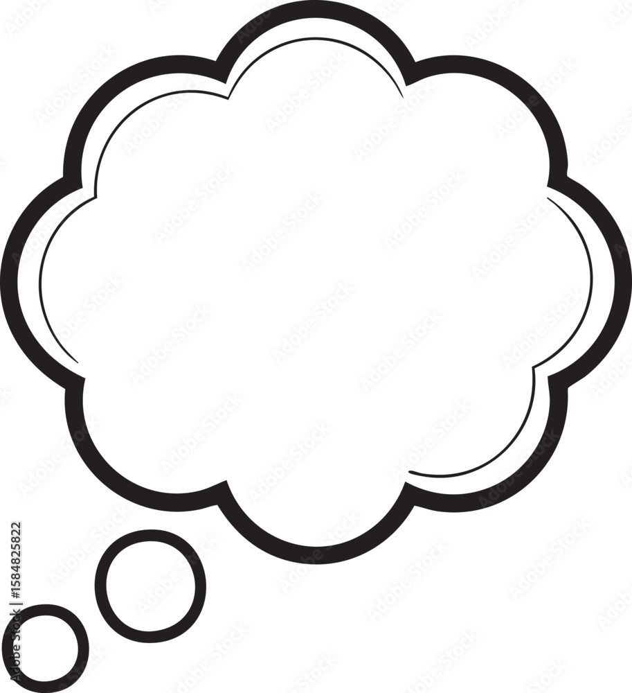 Poster empty thought bubble with small circles isolated on transparent background