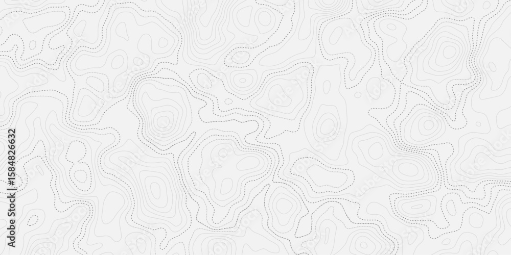 Poster topographic contour doted style line white textured surface and circle with contour map waves paper 