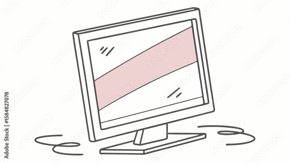 Fototapete vector simple computer monitor with semi transparent rectangular screen displaying soft pink hue