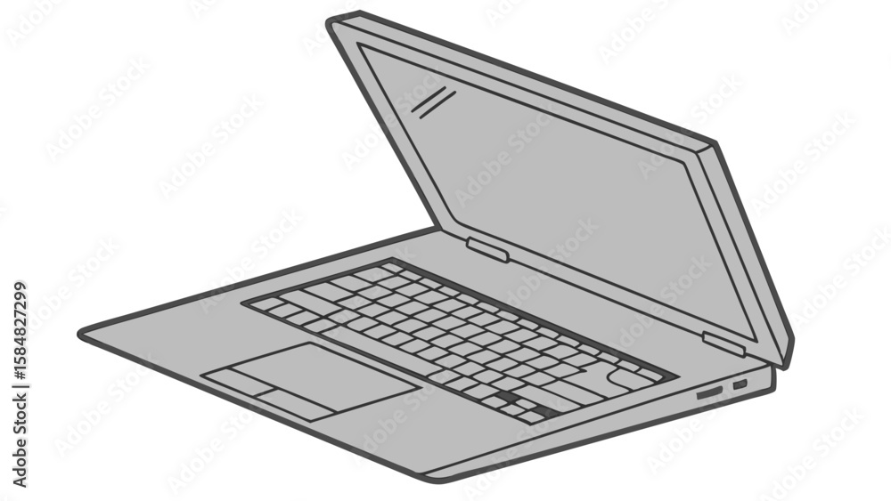 Aufkleber vector simple gray laptop with open screen and keyboard, showcasing modern design