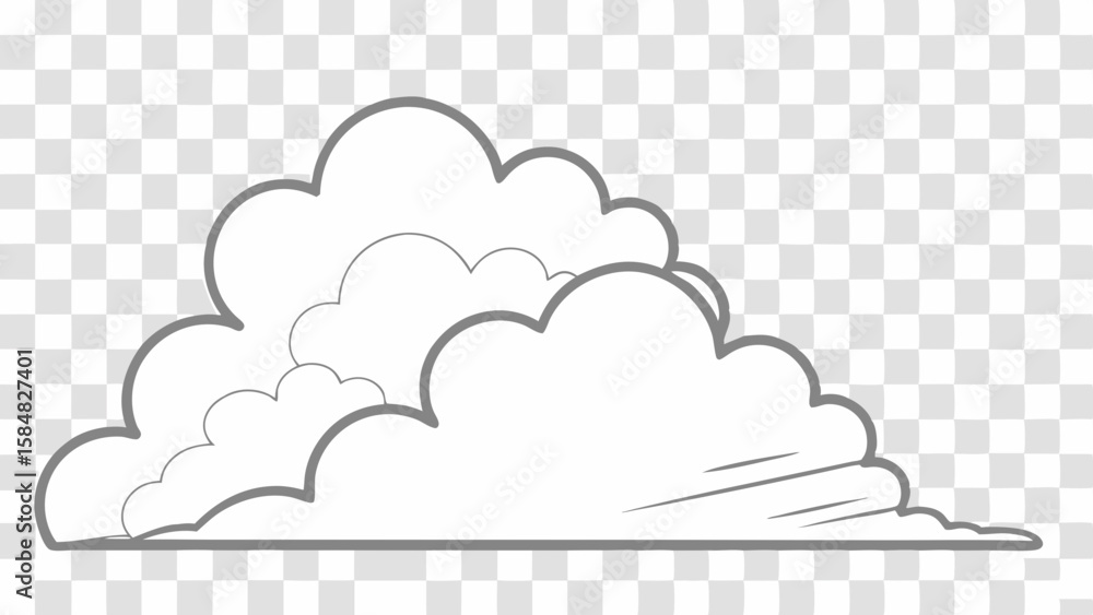 Aufkleber vector fluffy white cloud with soft outline, creating whimsical appearance