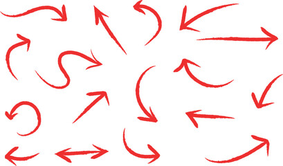 Hand drawn red arrow icon set. Vector up arrows. Mark point icon design collection for business and education design element.
