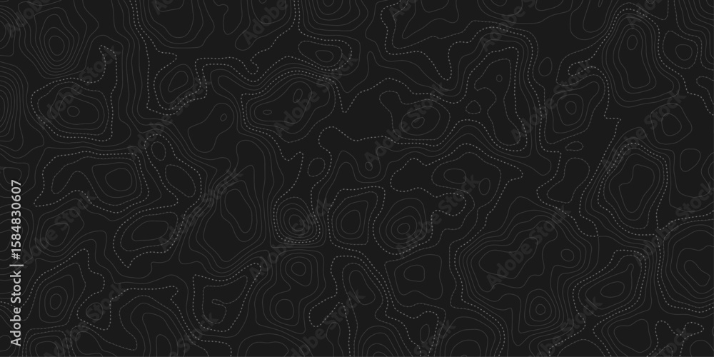 Aufkleber modern style dotted lines creating a topographic map with contour line creating an artistic and minimalist design element like representation art design dark background.