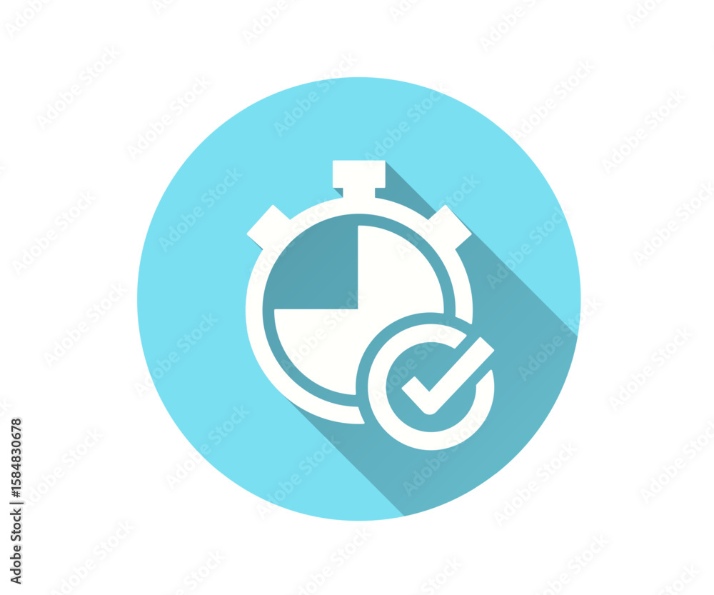 Poster time management flat icon with long shadow for graphic and web design.