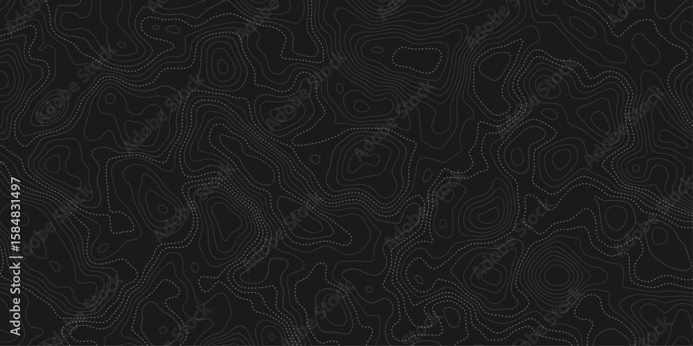 Aufkleber modern style dotted lines creating a topographic map with contour line creating an artistic and minimalist design element like representation art design dark background.