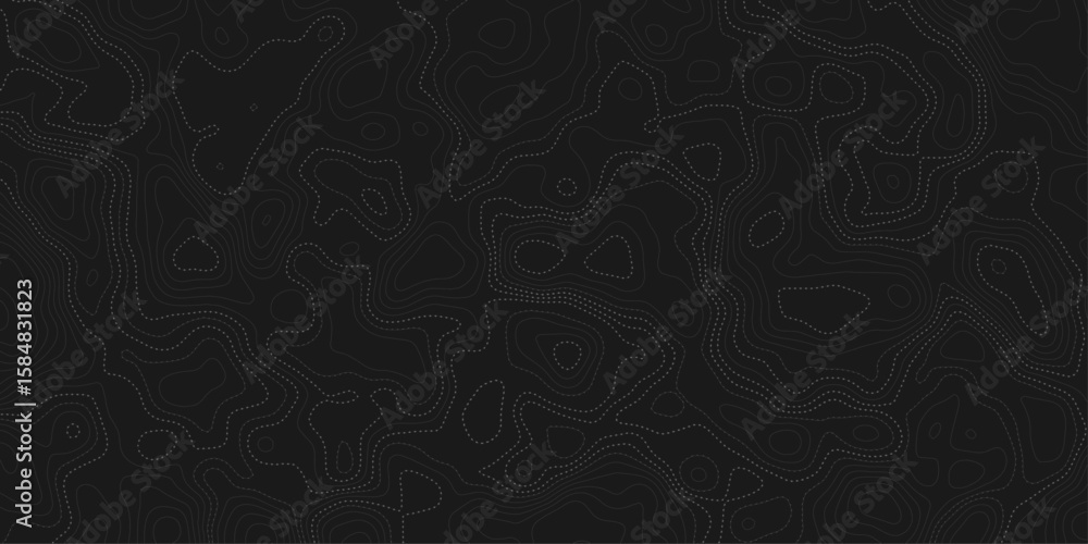 Aufkleber modern style dotted lines creating a topographic map with contour line creating an artistic and minimalist design element like representation art design dark background.