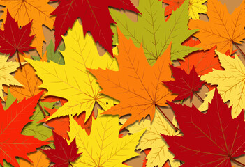 Fototapeta premium Colorful autumn leaves scattered on textured background 