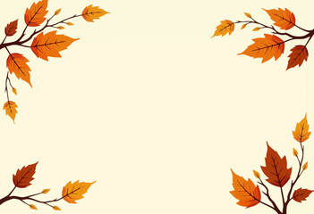 Fototapeta premium Autumn leaves frame in warm colors on neutral background 