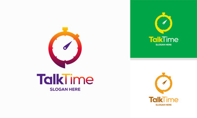 Talk Time logo designs concept vector, Discuss Clock logo template symbol icon