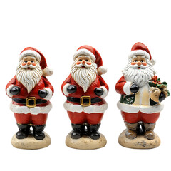 Three Santa Claus Figurines: Christmas Decoration Set