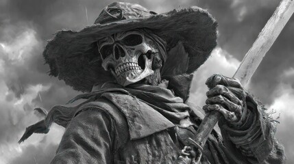 Obraz premium Grim Reaper, monochrome figure