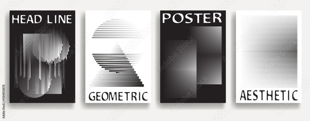 Poster modern posters with speed lines. vector design composition with various geometric shapes . abstract 