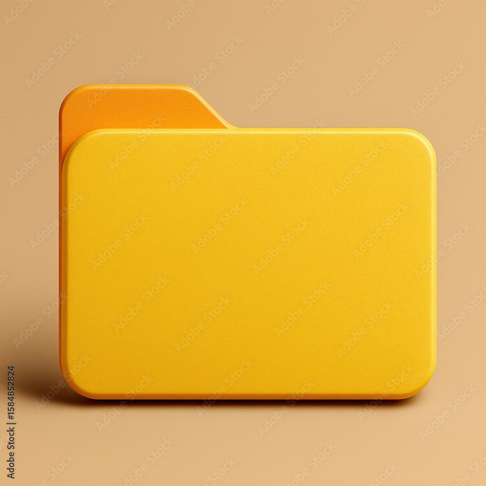 Poster a 3d render of a yellow folder icon on a beige background symbolizing data storage and organization 