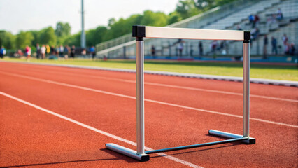 Hurdle outdoor activity. Hurdle outdoor activity track field race athletics competition empty sunny stadium sport running lane obstacle event