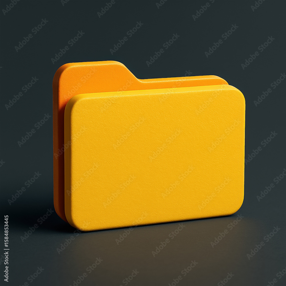 Poster a 3d render of a yellow folder icon on a dark background symbolizing data storage and organization i