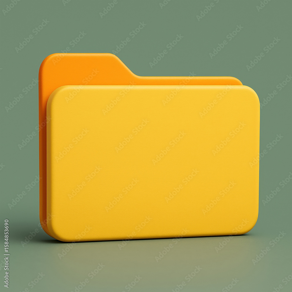 Poster a 3d render of a yellow folder icon on a green background symbolizing data storage and organization 