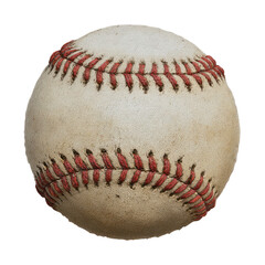 Realistic Baseball Close Up with Red Stitching on Transparent Background