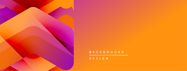 Abstract vibrant layers create dynamic orange, purple gradient. Modern design suggests energy, fluidity, visual interest. Background element.