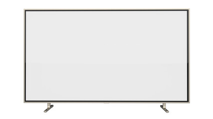 Smart TV or UHD 4K Smart Tv standing. Realistic illustration of black TV with stand and blank transparent isolated. Front shot of plasma tv screen.	