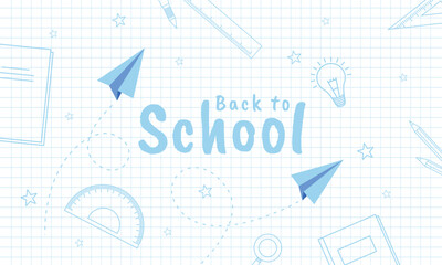 Back to school. Educational concept background design with school supplies. Vector illustration.