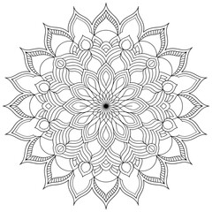 vector illustration of a  mandala flower coloring page