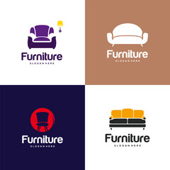 Furniture logo design concept. Symbol and icon of Chairs, Sofa, Table, and Home Furnishing