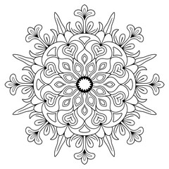 vector illustration of a  mandala flower coloring page
