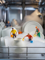 Tiny explorers moving through soap bubbles