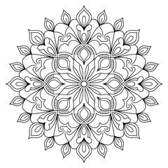 vector illustration of a  mandala flower coloring page