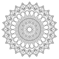 vector illustration of a  mandala flower coloring page