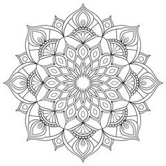 vector illustration of a  mandala flower coloring page 