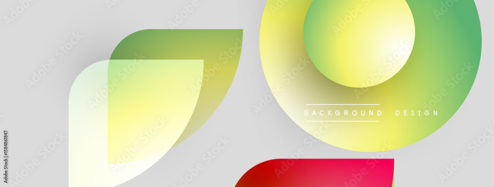 Poster abstract shapes overlap, creating vibrant color gradients. modern design features smooth transitions